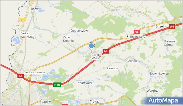 mapa Żarska Wieś, Żarska Wieś na mapie Targeo